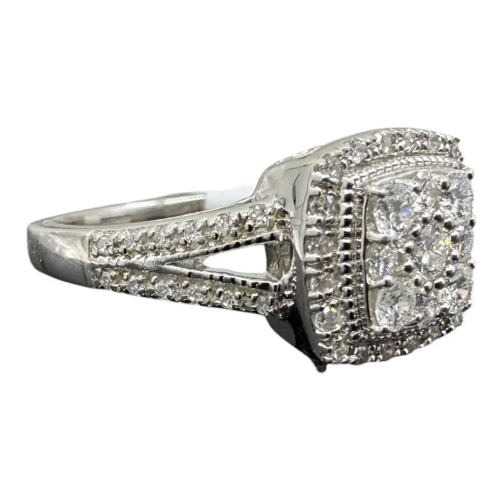Sterling Silver 1/2ct Lab Grown Diamond Engagement Ring 925 Wedding Band